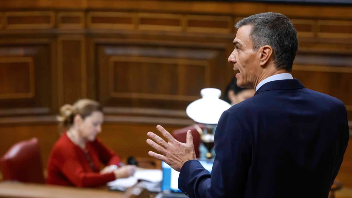 El presidente del Gobierno, Pedro Sánchez, durante el control de este miércoles en el Congreso de los Diputados