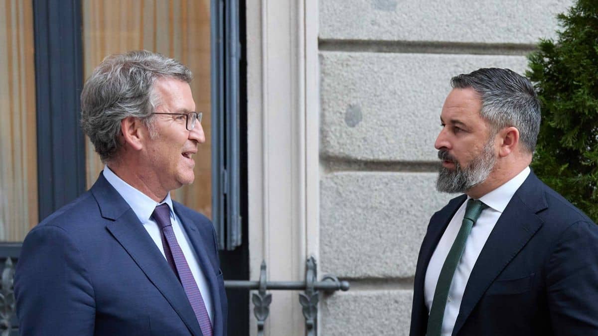 Feijóo y Abascal charlan a la entrada del Congreso.