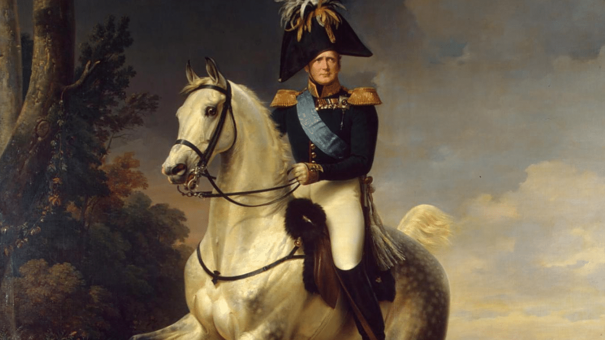 Retrato del retrato ecuestre de Alejandro I realizado por Franz Kruger en 1837.