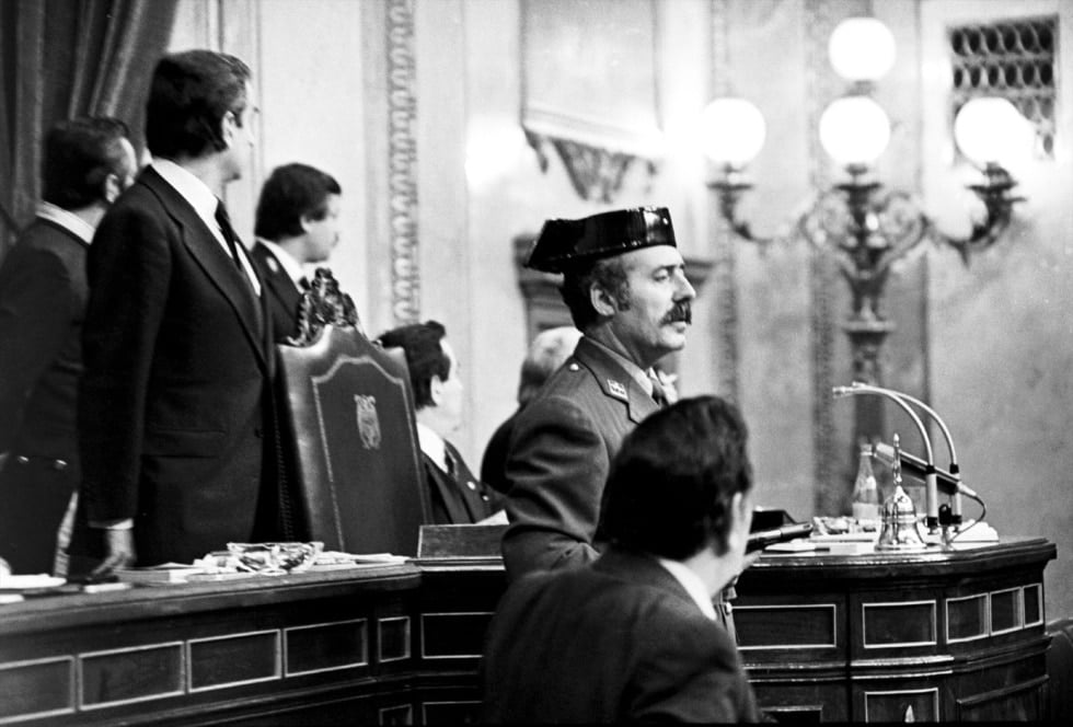 Antonio Tejero en el Congreso de los Diputados el 23 de febrero de 1981