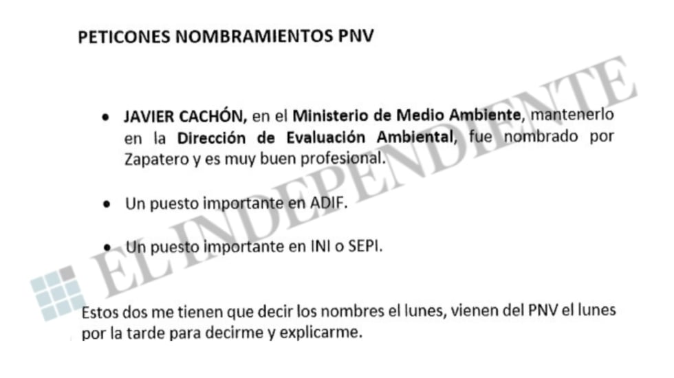 El PNV pidió a Cerdán mantener a un alto cargo que favoreció una obra por 56 millones de la trama en Navarra
