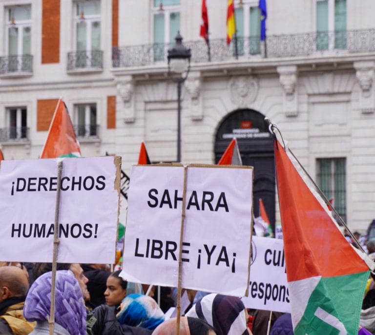 De feministas, socialistas, populares, terroristas y cínicos, con el Sáhara Occidental 'okupado' al fondo