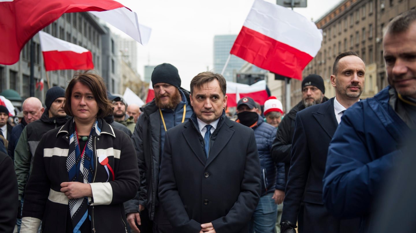 Zbigniew Ziobro, aún ministro de Justicia, en la Marcha de la Independencia en Varsovia, en 2022