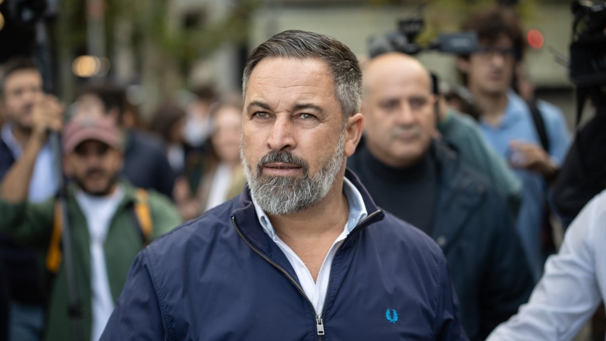 El presidente de Vox, Santiago Abascal, en una comparecencia ante los medios