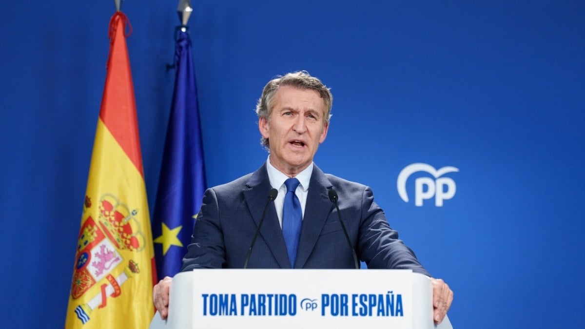 El presidente del PP, Alberto Núñez Feijóo, en una declaración institucional tras la condena de fiscal general del Estado