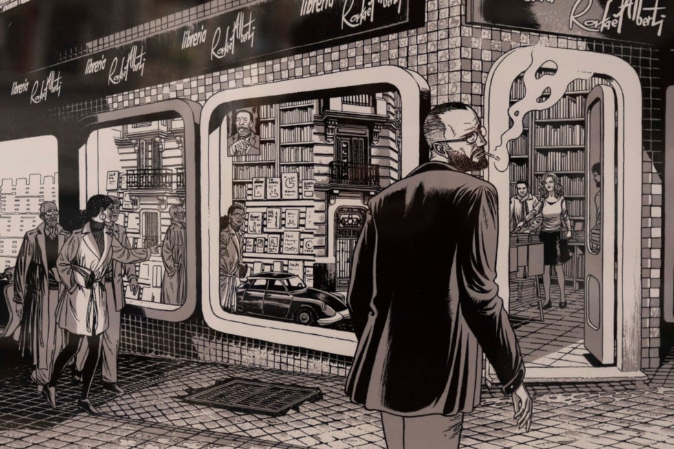 Ilustración de la librería Rafael Alberti de Madrid