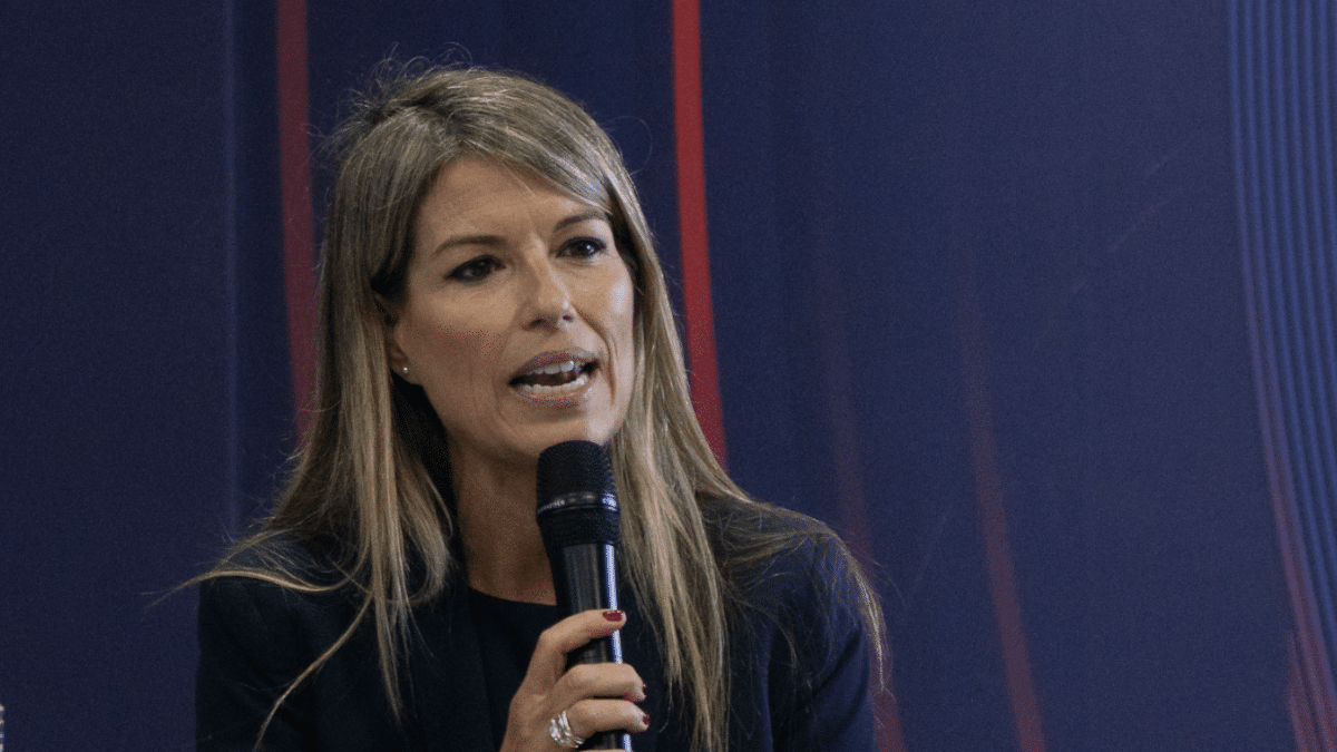 La periodista Maribel Vilaplana en un acto del Levante UD.