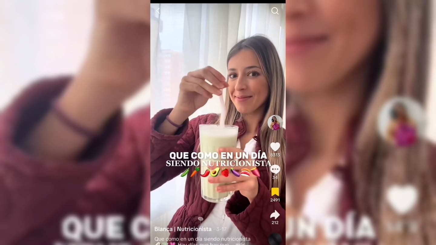 Vídeo de TikTok, con consejos nutricionales.