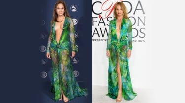Amber Valletta luce el icónico vestido verde de Versace que Jennifer Lopez inmortalizó hace 25 años