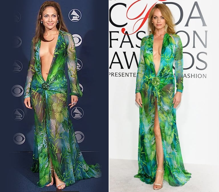 Amber Valletta luce el icónico vestido verde de Versace que Jennifer Lopez inmortalizó hace 25 años