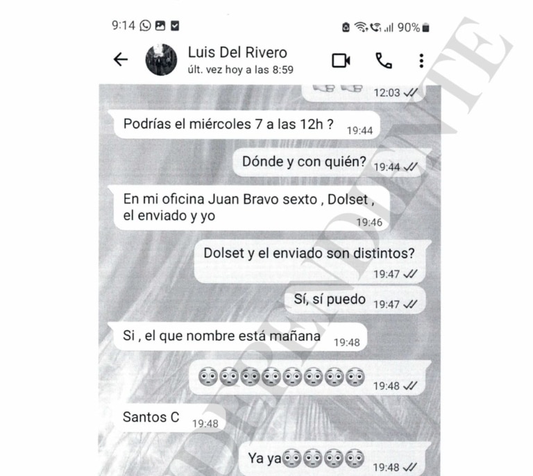 Los mensajes de Luis del Rivero al fiscal Stampa tras la reunión con Leire Díez: "El 1 es quien decide"