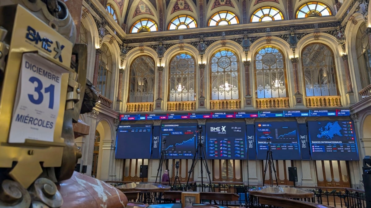 Vista del interior del Palacio de la Bolsa de Madrid.