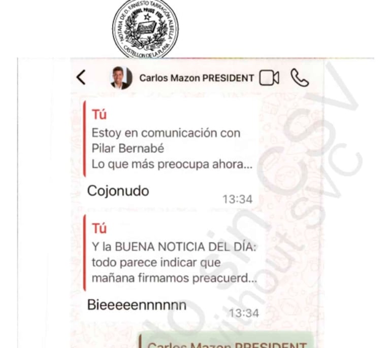 Mazón respondió "Cojonudo" al aviso de Pradas sobre la preocupación por el barranco del Poyo el 29O