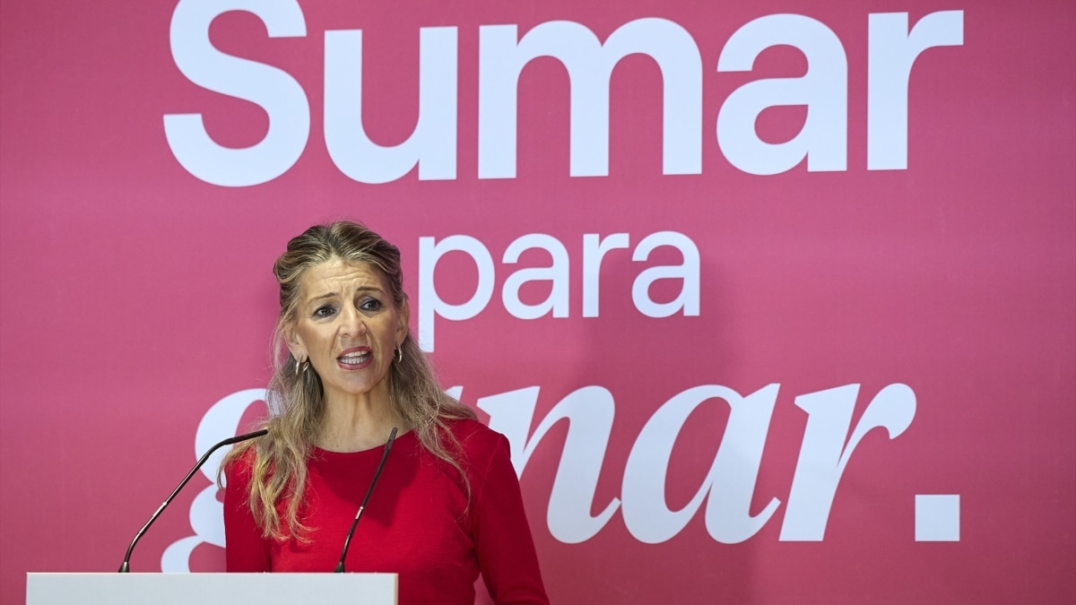 La vicepresidenta segunda del Gobierno y ministra de Trabajo, Yolanda Díaz, en la última conferencia política que celebró Sumar en noviembre