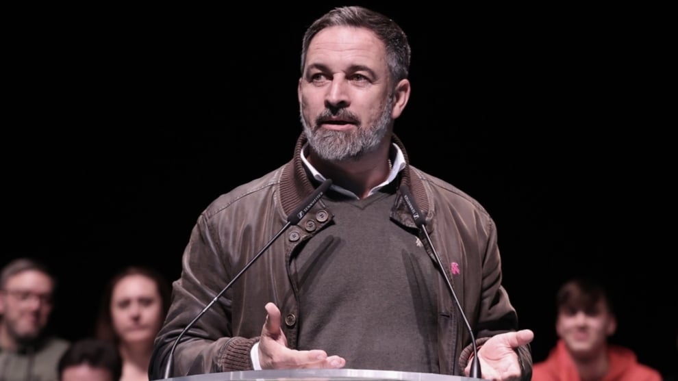 El presidente de Vox, Santiago Abascal, participa en un mitin preelectoral en Extremadura, en Villanueva de la Serena (Badajoz)