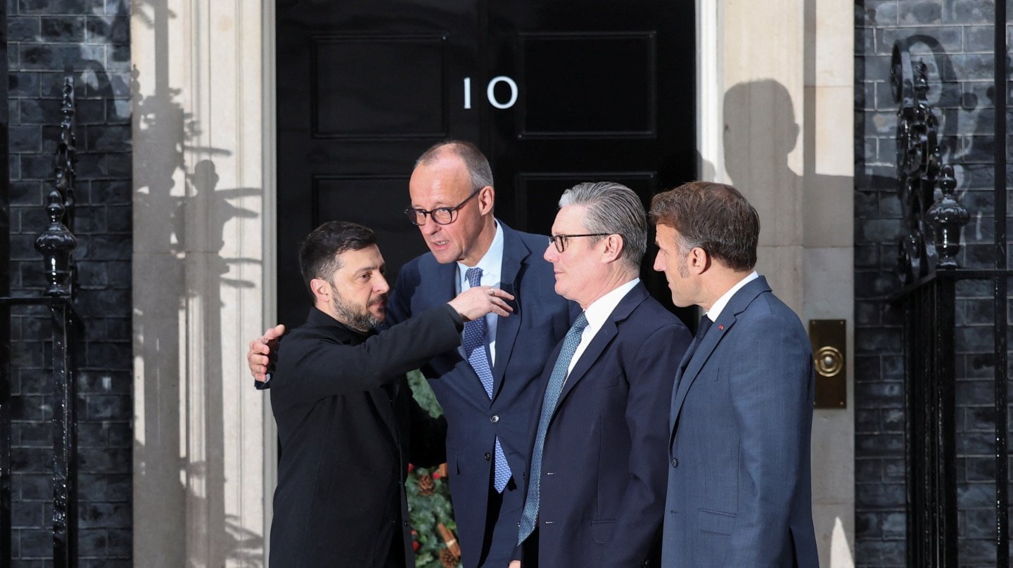 Zelenski con Merz, Stamer y Macron en el 10 de Downing Street