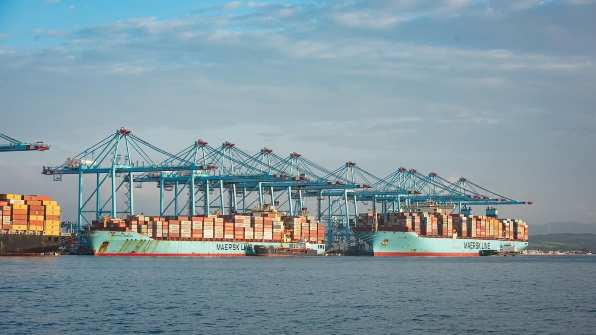 Dos buques portacontenedores en Algeciras.