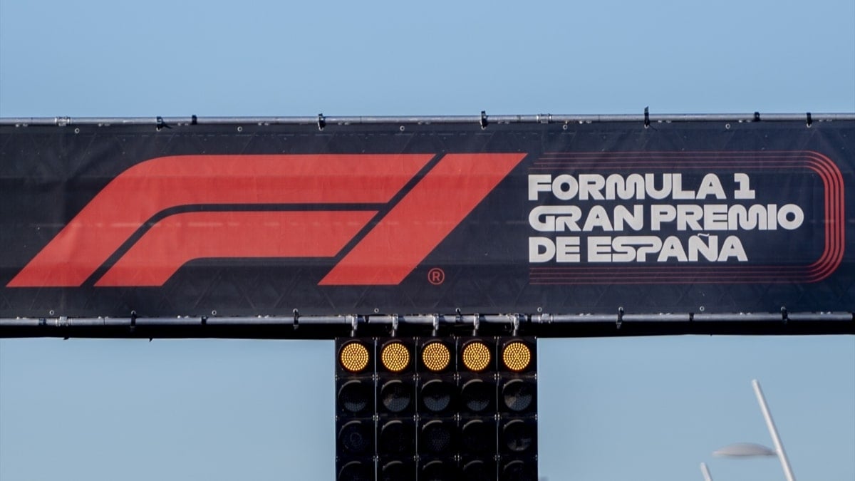 Arco de salida que tendrá el Gran Premio de España de Fórmula 1 en Ifema (Madrid).