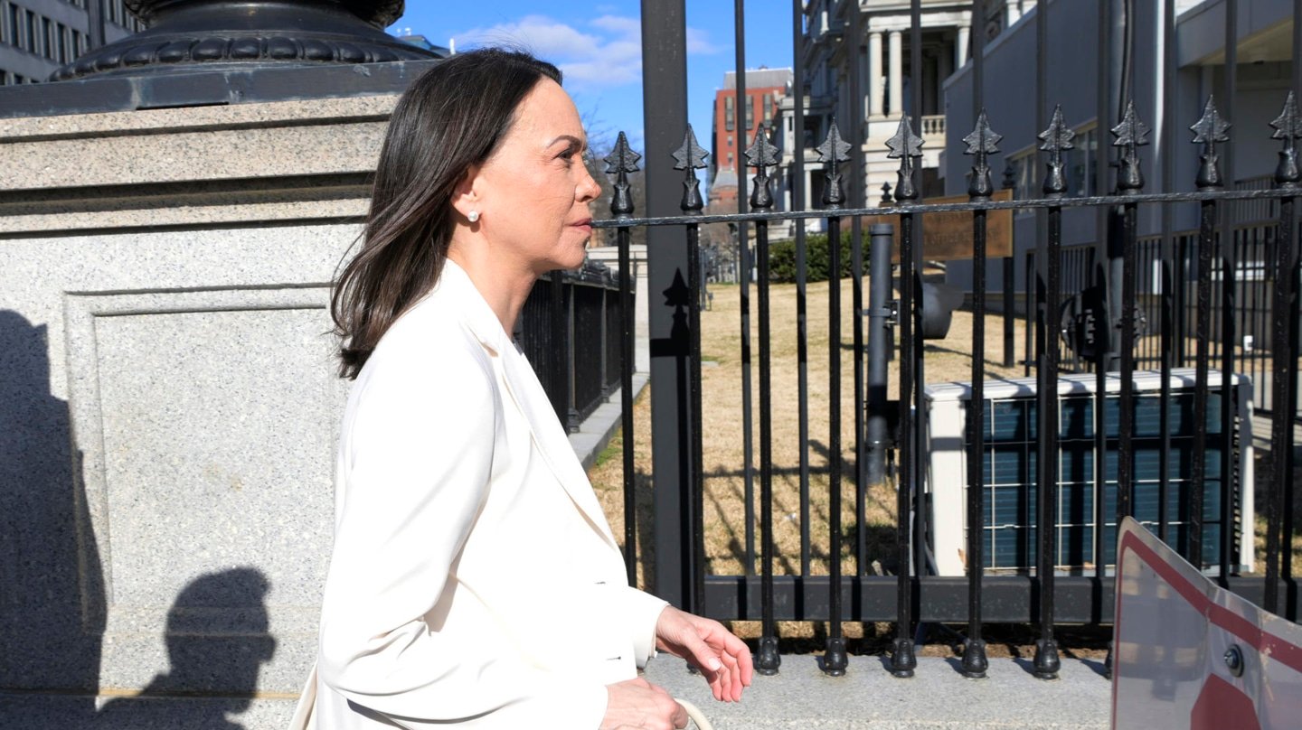 María Corina Machado a su llegada a la Casa Blanca