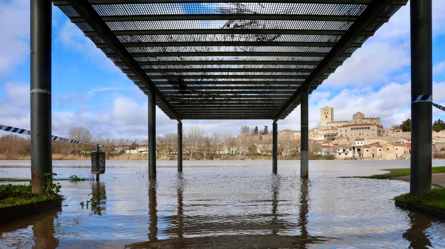 El Río Duero a su paso por Zamora ya supera los 500 m3/s provocando el corte de paseos ribereños y zonas de ocio.