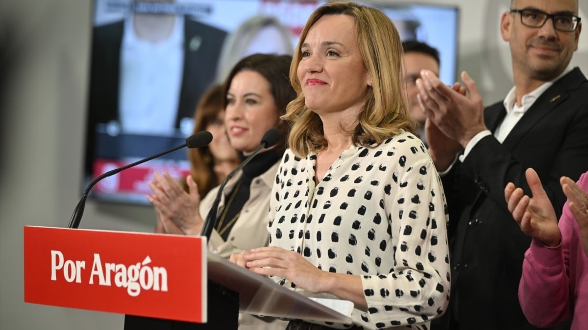 Pilar Alegría, tras finalizar el recuento electoral en Aragón.