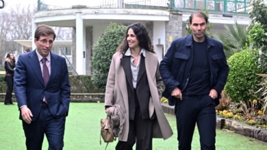 Rafa Nadal y Xisca Perelló, juntos en Madrid durante la presentación de su circuito solidario de golf