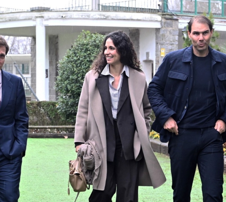 Rafa Nadal y Xisca Perelló, juntos en Madrid durante la presentación de su circuito solidario de golf