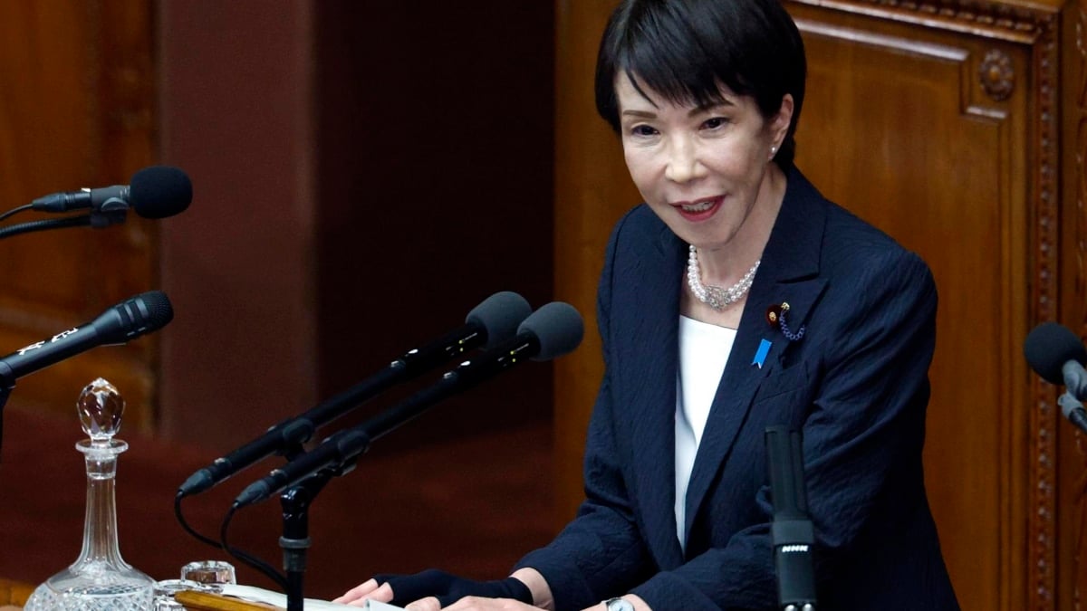 La primera ministra japonesa, Sanae Takaichi, durante su discurso en la Dieta.