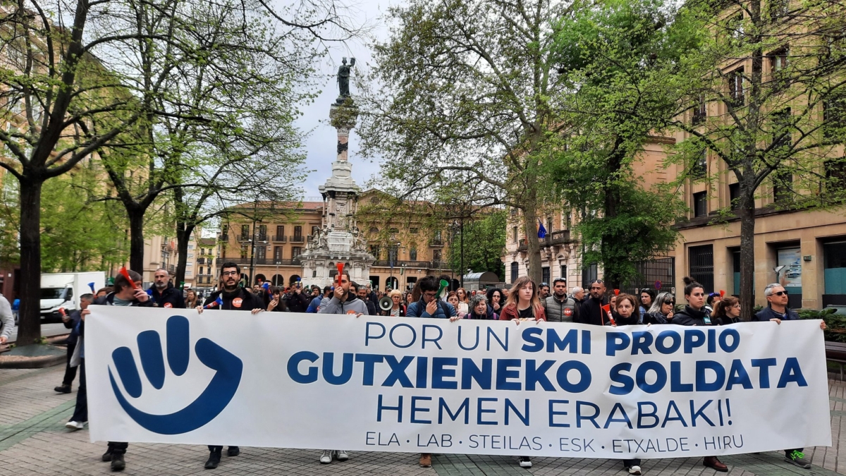 Manifestación por un salario mínimo propio en Euskadi de 1.500 euros.