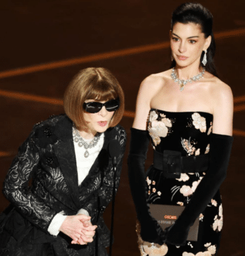 Anna Wintour y Anne Hathaway presentaron los Oscar a mejor vestuario y maquillaje y peluquería.