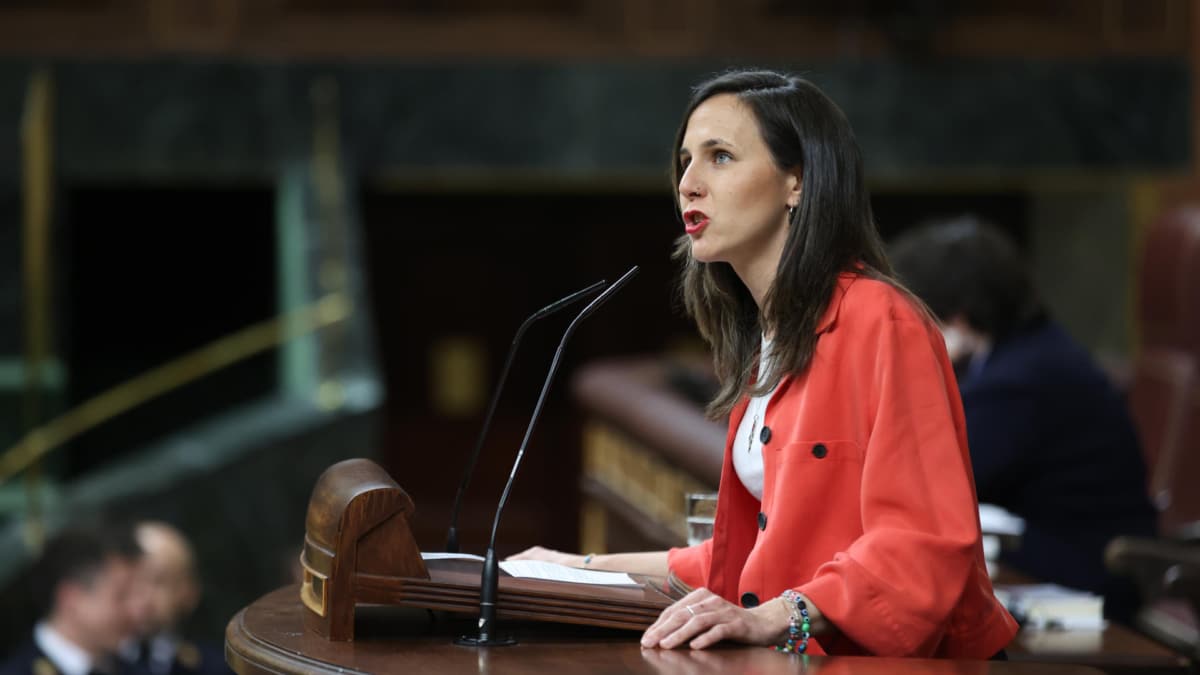 La secretaria general y diputada de Podemos en el Congreso, Ione Belarra, durante una intervención en el pleno de este martes por la tarde