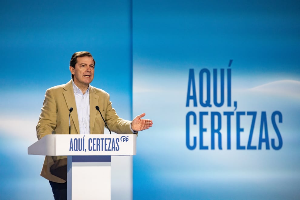 El presidente de la Junta y candidato a la reelección, Alfonso Fernández Mañueco, durante un acto de campaña