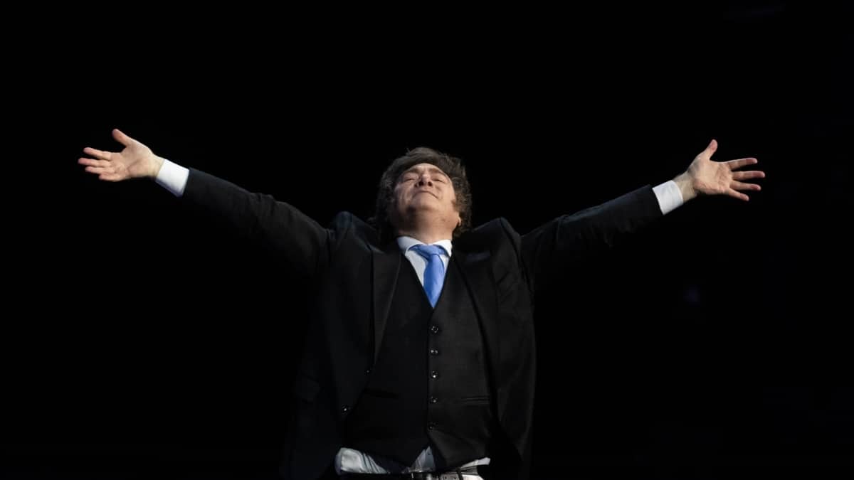 Javier Milei, presidente de Argentina, en el Palacio de Vistalegre en Madrid.