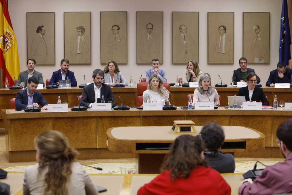 Los socios de Sumar se reúnen este lunes 23 de marzo en el Congreso para valorar el escenario político y analizar la situación tras los dos decretos anticrisis aprobados el viernes con el PSOE