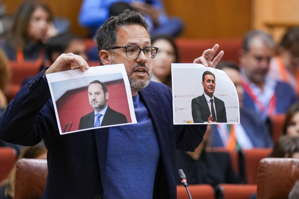 El portavoz de Adelante Andalucía y candidato a las elecciones de mayo, José Ignacio García, en un pleno parlamentario