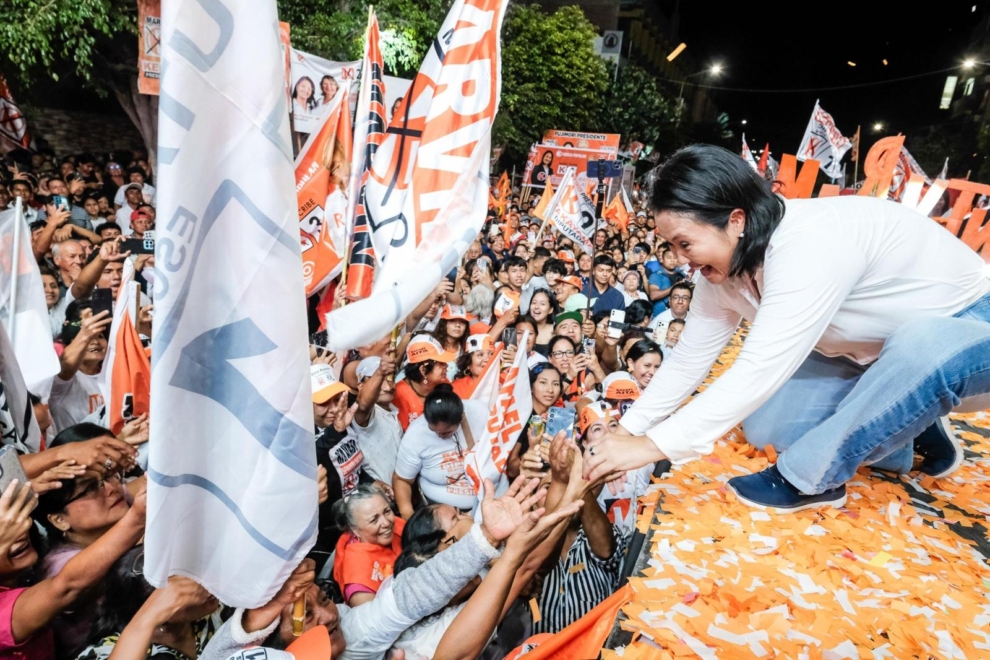 La candidata peruana Keiko Fujimori en un mitin reciente en Lambayeque.