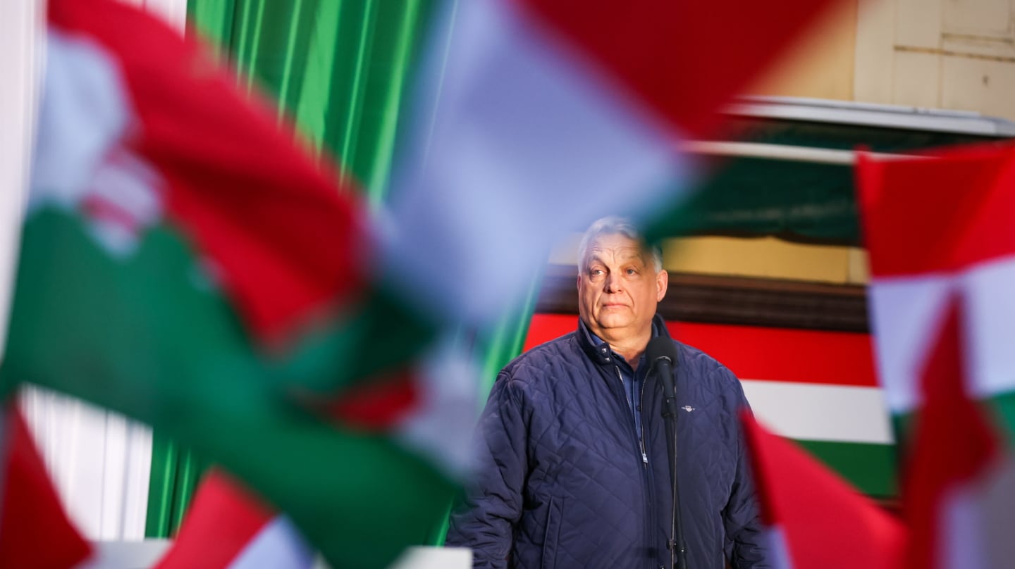 Viktor Orbán, primer ministro de Hungría, en la última jornada de campaña, en Szekesfehervar.