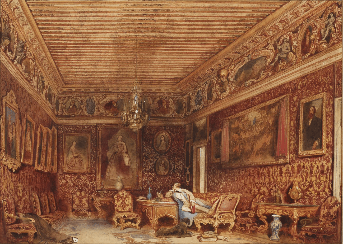 Byron meditando en el Palazzo Mocenigo, por William Henry Lake Price (1839).