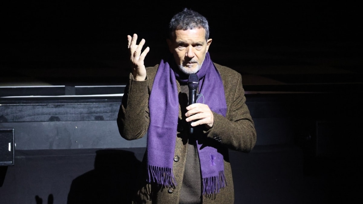 Antonio Banderas durante la presentación de 'Godspell, El Musical' el pasado mes de enero en el Gran Teatro Pavón de Madrid.