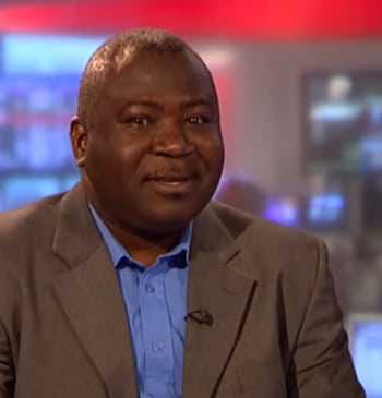 Imagen de Guy Goma en el plató de la BBC