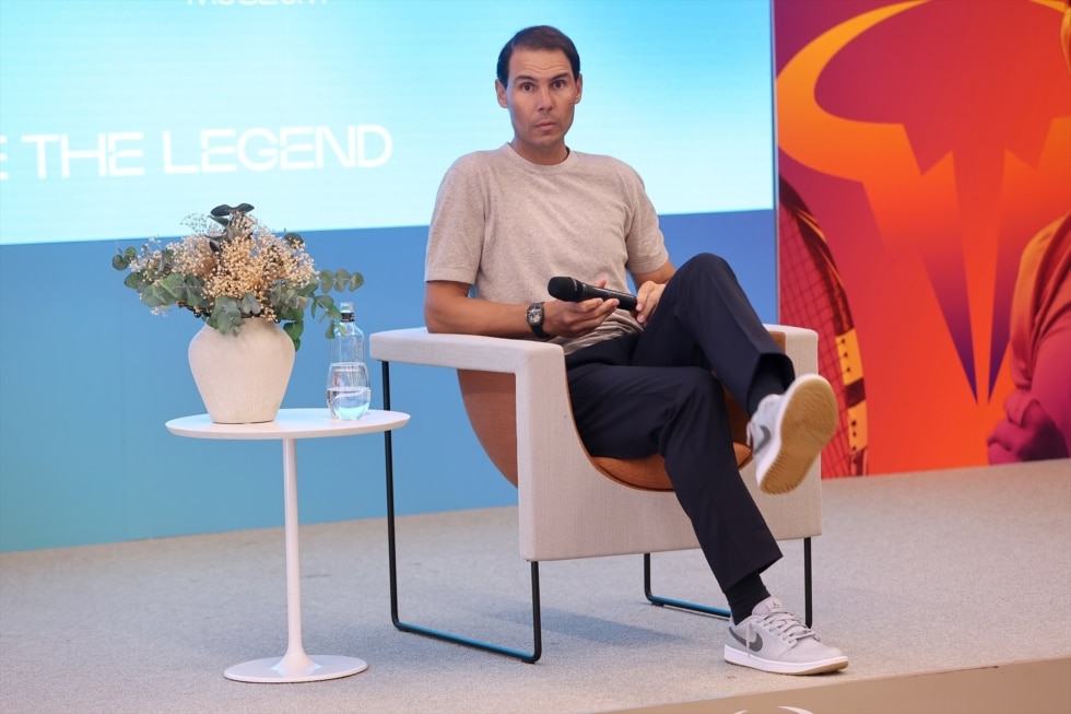Rafa Nadal en la rueda de prensa ante los medios en la presentación de su nuevo museo