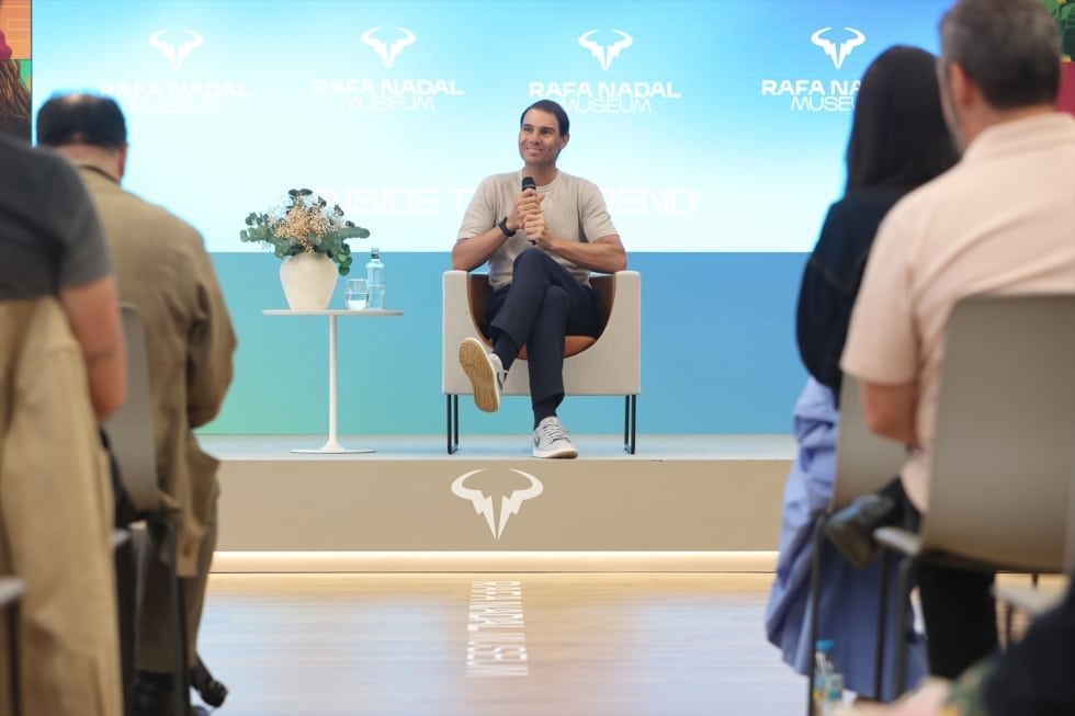 Rafa Nadal en la sala de prensa de su museo
