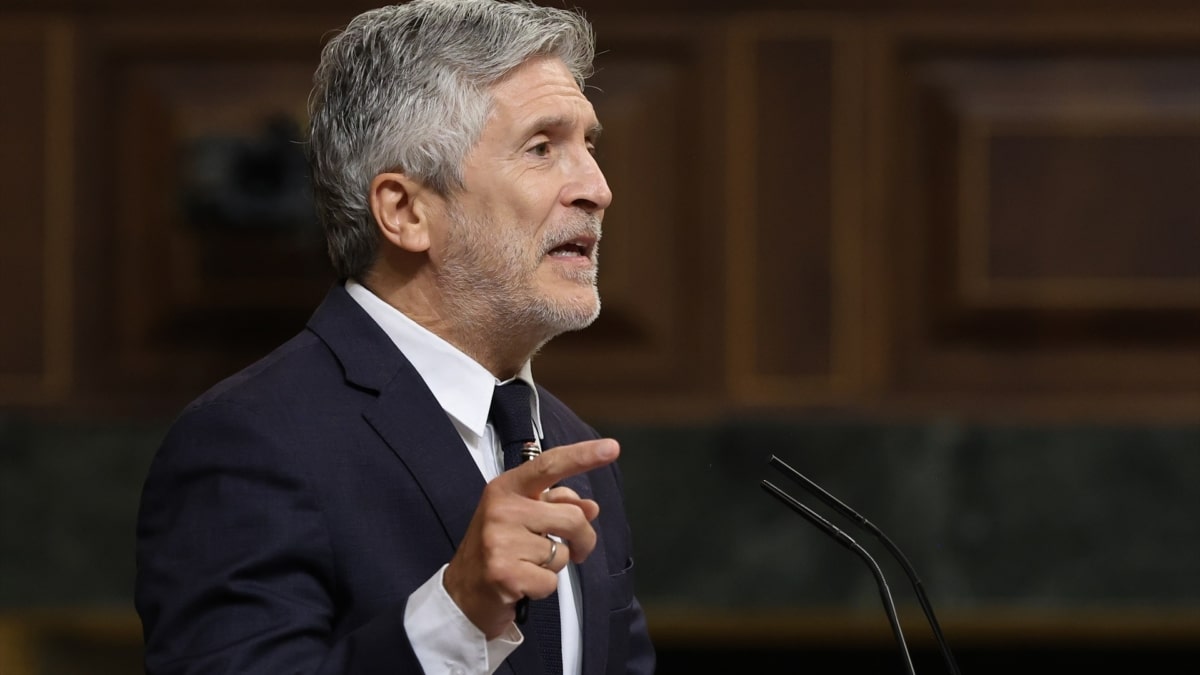 El ministro del Interior, Fernando Grande-Marlaska, durante una sesión de control al Gobierno, en el Congreso de los Diputados