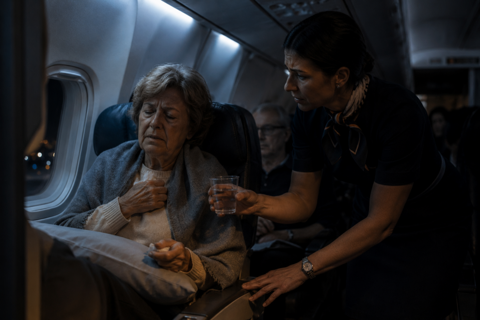 La mujer empeoró en el vuelo. IA.