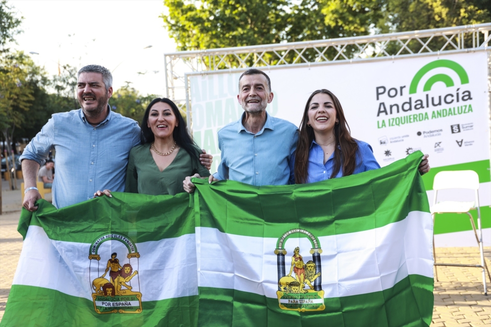 Antonio Maíllo inaugura la campaña electoral de Por Andalucía en Sevilla, el 30 de abril