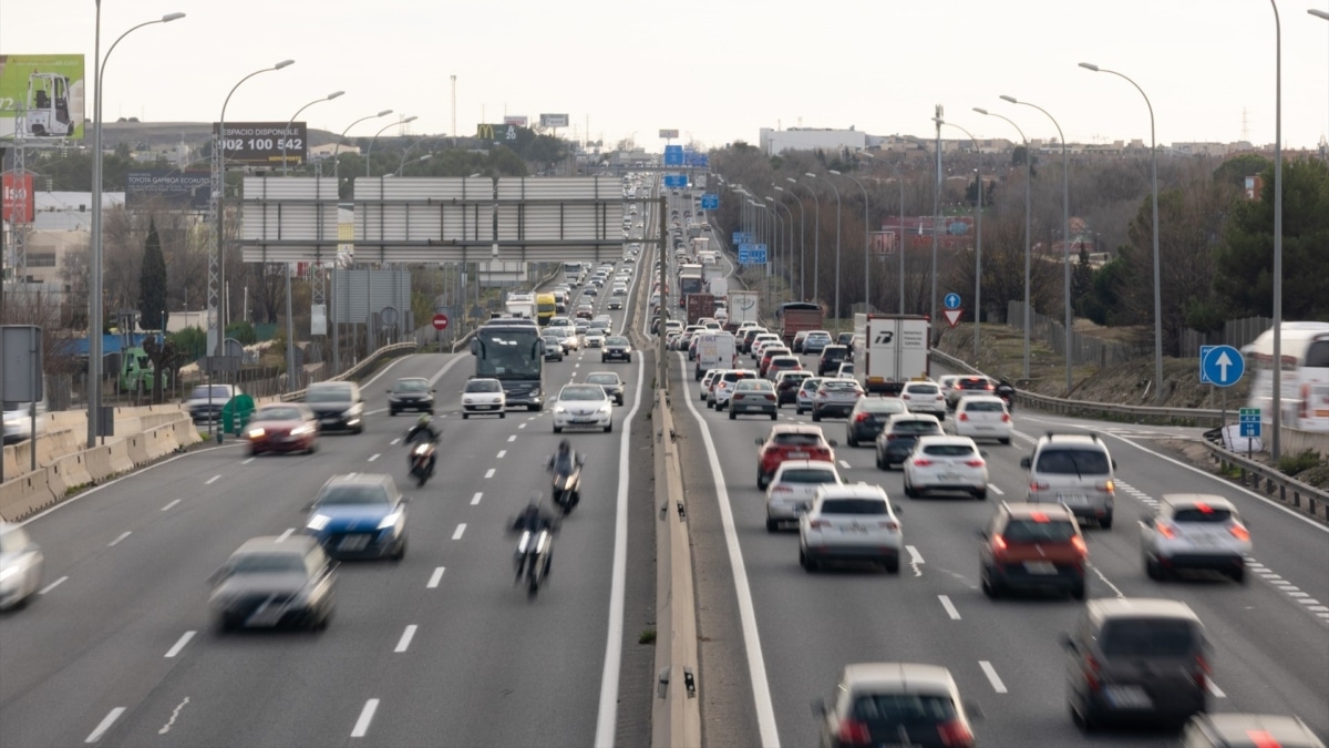 Tráfico en la A-4 cerca de Madrid.