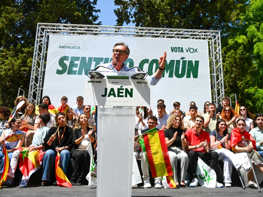 El candidato de Vox, Manuel Gavira, en un acto en Jaén