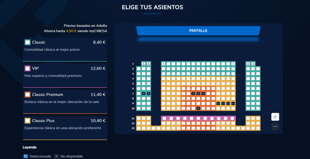 Imagen de los "precios dinámicos" de Cinesa en Nassica (Getafe)