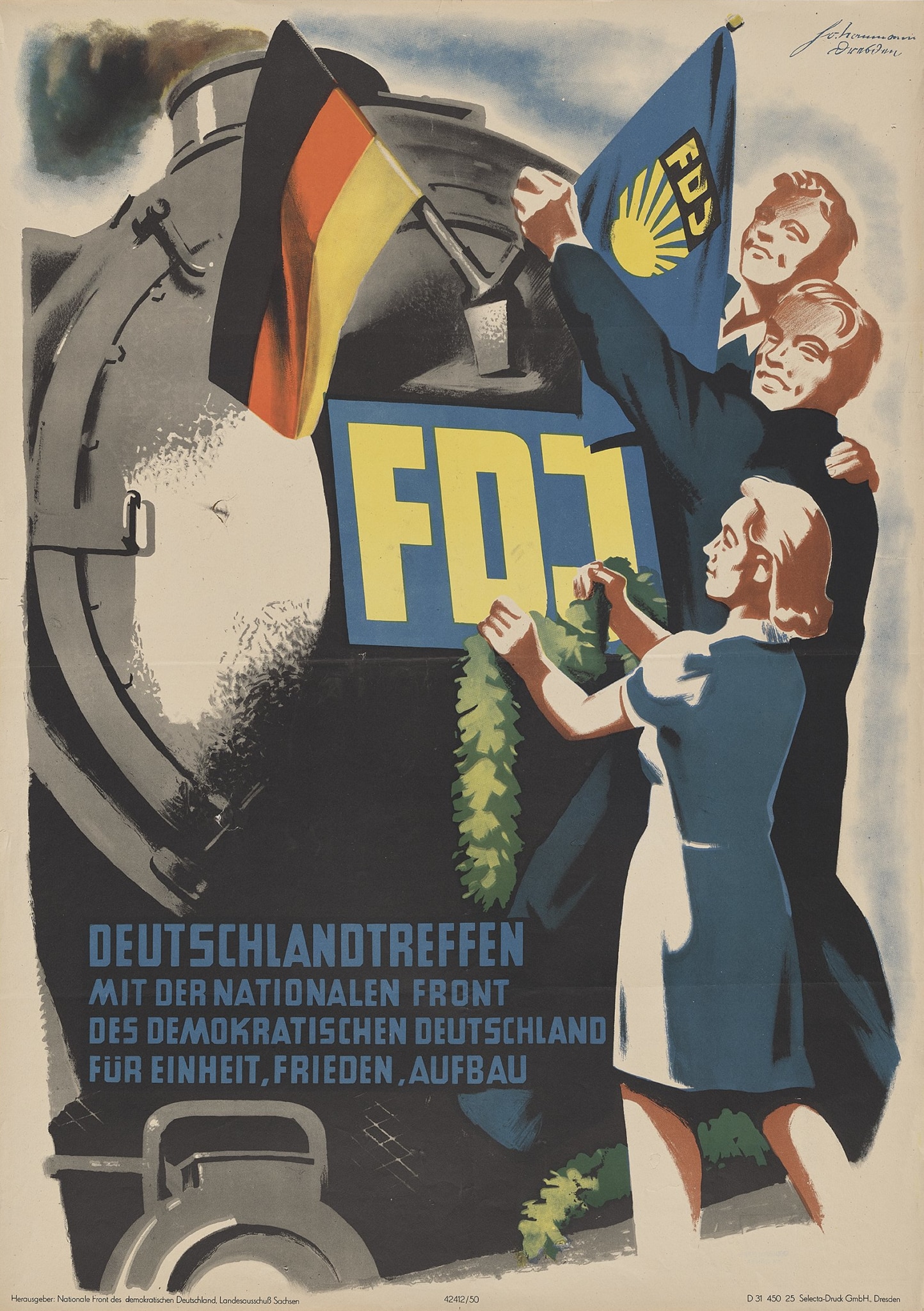 Cartel del Bloque Democrático editado en 1950, año de su creación.