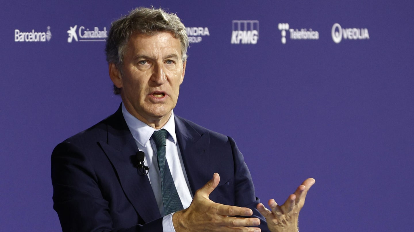 El presidente del PP, Alberto Núñez Feijóo, en su último encuentro con empresarios en el Cercle d'Economia de Barcelona, el 2 de junio
